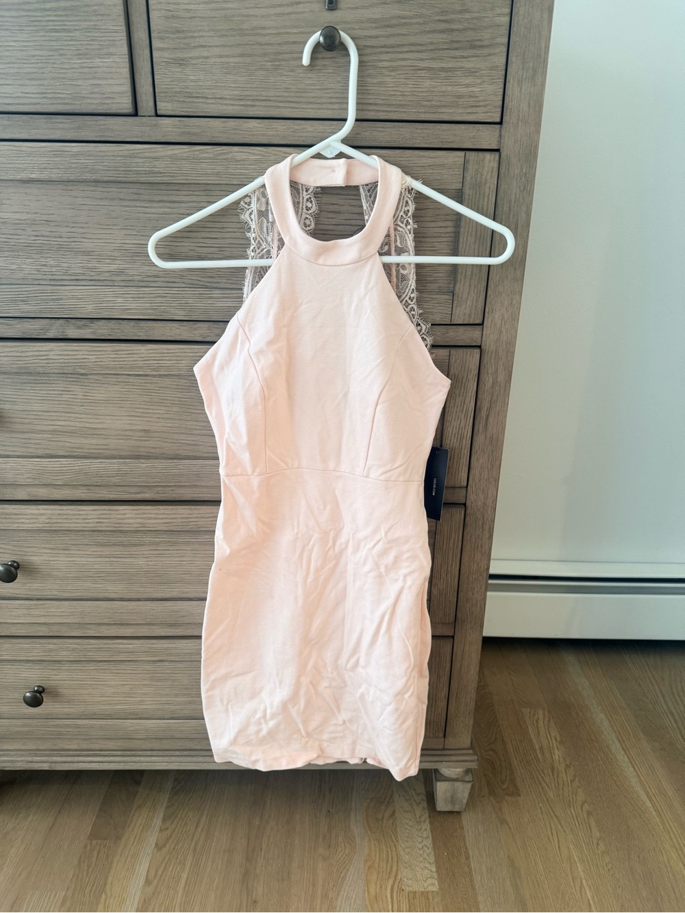 Lulu's Light Pink Halter Lace-Back Mini Dress